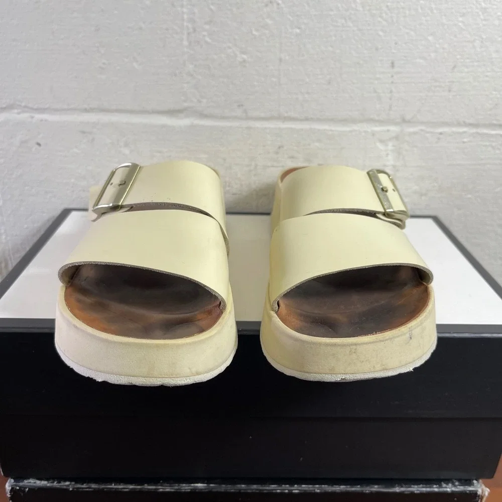 Birkenstock Papillio Almina Platform Sandal‎ Ecru Ivory Leather Women 40 EU/9 US